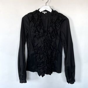 WALTER Stretchy Ruffled Button Down Shirt, S